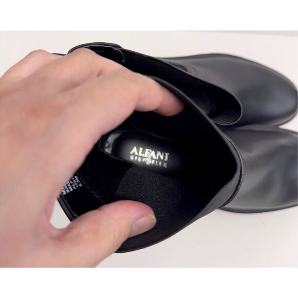 Alfani Boots Size 5.5 Black Lug Sole Block Heel Pull On Style Booties - Picture 8 of 9